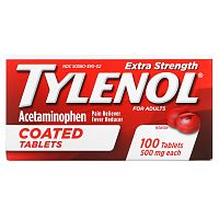 Tylenol, Ацетаминофен повышенной силы, обезболивающее, средство для снижения температуры для взрослых, 500 мг, 100 таблеток, покрытых оболочкой