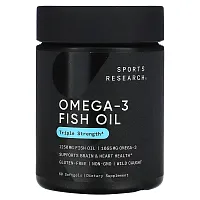 Sports Research, Omega-3 Fish Oil, Triple Strength, 60 Softgels