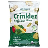 Sprout Organic, Crinklez, снек из нута и овощей, для малышей от 12 месяцев, чеддер и шпинат, 42 г (1,48 унции)