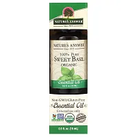 Nature&#x27;s Answer, 100% Pure Organic Essential Oil, Sweet Basil, 0.5 fl oz (15 ml)