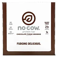 No Cow, Protein Bar, Chocolate Fudge Brownie, 12 Bars, 2.12 oz (60 g) Each