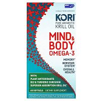 Kori, Pure Atlantic Krill Oil, Mind &amp; Body Omega-3, 60 Softgels