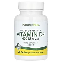 NaturesPlus, Water-Dispersible Vitamin D3, 10 mcg (400 IU), 90 Tablets