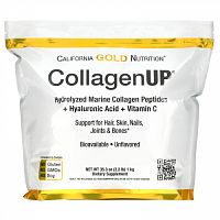 California Gold Nutrition, CollagenUP, гидролизованные пептиды морского коллагена с гиалуроновой кислотой и витамином C, без добавок, 1 кг (2,2 фунта)