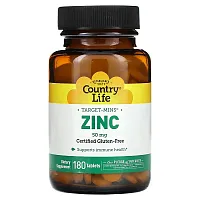 Country Life, Target-Mins, Zinc, 50 mg, 180 Tablets