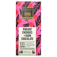 Endangered Species Chocolate, Яркая вишня + темный шоколад, 72% какао, 3 унции (85 г)