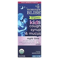 Mommy&#x27;s Bliss, Kids, Organic Cough Syrup &amp; Mucus, Night Time, 1-12 Yrs, 4 fl oz (120 ml)