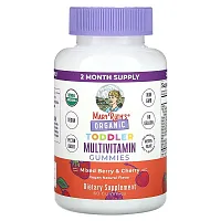 MaryRuth&#x27;s, Organic Toddler Multivitamin Gummies, Mixed Berry &amp; Cherry, 100 mcg DFE, 60 Gummies