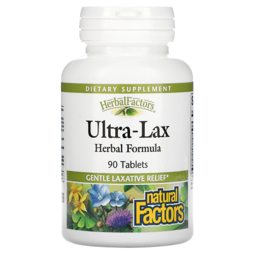 Natural Factors, Herbal Factors, Ultra-Lax, растительная формула, 90 таблеток