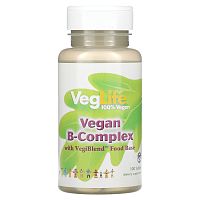 VegLife, веганский комплекс витаминов группы B, 100 таблеток