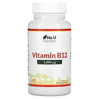 Nu U Nutrition, Витамин B12, 1000 мкг, 180 вегетарианских таблеток