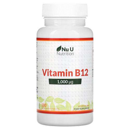 Nu U Nutrition, Витамин B12, 1000 мкг, 180 вегетарианских таблеток