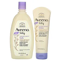 Aveeno, Baby, Calming Comfort Bath + Lotion Set, Lavender and Vanilla, 2 Piece Set