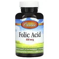 Carlson, Folic Acid, 800 mcg, 1,000 Vegetarian Tablets