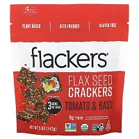 Flackers, Flax Seed Crackers, Tomato &amp; Basil, 5 oz (142 g)