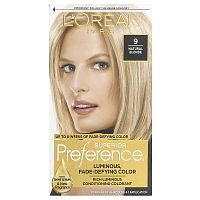 L&#x27;Oréal, Superior Preference, Luminous, Fade-Defying Color, 9 Natural Blonde, 1 Application