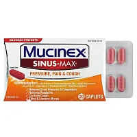 Mucinex, Sinus-Max, Pressure, Pain &amp; Cough, For Ages 12+, 20 Caplets