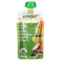 Sprout Organic, Детское питание, этап 2, морковь, нут, цуккини и груша, 99 г