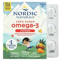 Nordic Naturals, Omega-3 Fishies, Zero Sugar, Ages 3+, Tutti Frutti, 300 mg, 36 Fishies