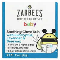 Zarbee&#x27;s, Baby, Soothing Chest Rub with Eucalyptus, Lavender &amp; Beeswax, 1.5 oz (42 g)