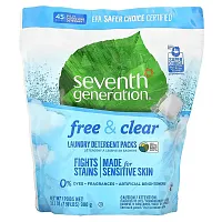 Seventh Generation, Laundry Detergent Packs, Free &amp; Clear, 45 Packs, 1.98 lbs (900 g)