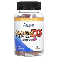 Absolute Nutrition, Calcium D3 Gummies, Grape, 60 Gummies