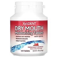 XyliDENT, Dry Mouth, увлажняющие таблетки с ксилитолом, гранат и малина, 100 таблеток