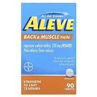 Aleve, Naproxen Sodium Tablets, Back &amp; Muscle Pain, 220 mg, 90 Tablets