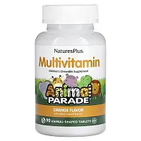 NaturesPlus, Animal Parade, Children&#x27;s Chewable Multivitamin, Orange, 90 Animal-Shaped Tablets