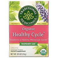 Traditional Medicinals, Organic Healthy Cycle, листья малины, без кофеина, 16 чайных пакетиков, 24 г (0,85 унции)