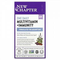 New Chapter, One Daily Multivitamin + Immunity, 30 вегетарианских таблеток