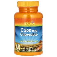 Thompson, C Chewable, Natural Orange, 500 mg , 60 Chewables