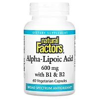 Natural Factors, Alpha-Lipoic Acid with B1 &amp; B2, 600 mg, 60 Vegetarian Capsules