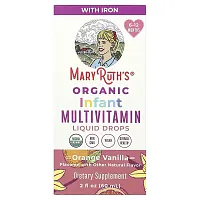 MaryRuth&#x27;s, Organic Infant Multivitamin Liquid Drops, 6 - 12 Months, Orange Vanilla, 2 fl oz (60 ml)