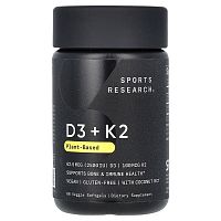 Sports Research, D3 + K2, Plant-Based, 60 Veggie Softgels