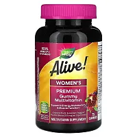 Nature&#x27;s Way, Alive! Women&#x27;s Premium Gummy Multivitamin, Grape, Cherry &amp; Blueberry Acai, 75 Gummies