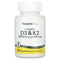 NaturesPlus, Vitamin D3 &amp; K2, 90 Capsules