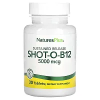 NaturesPlus, Shot-O-B12, 5000 mcg, 30 Tablets