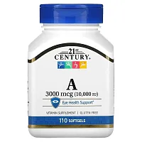 21st Century, Vitamin A, 3,000 mcg (10,000 IU), 110 Softgels