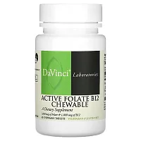 DaVinci Laboratories of Vermont, Active Folate B12 Chewable, 60 Chewable Tablets