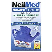 NeilMed, NasaFlo, Neti Pot, 1 Pot &amp; 50 Premixed Packets