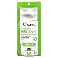 Cliganic, Органические ватные палочки, 500 бумажных палочек