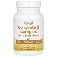 Super Nutrition, Complete B Complex with L-Methylfolate, 60 Veggie Capsules