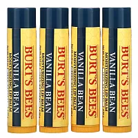 Burt's Bees, Увлажняющий бальзам для губ, ваниль, 4 шт. В упаковке, 4,25 г (0,15 унции)