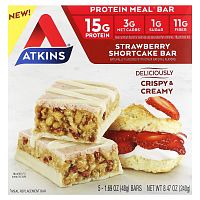 Atkins, Protein Meal Bar, батончик с клубничным пирожным, 5 батончиков, 48 г (1,69 унции)