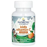 Nordic Naturals, Kids Vitamin C Gummies, Ages 4+, Tangy Tangerine, 250 mg, 60 Gummies (125 per Gummy)