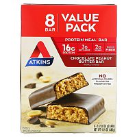 Atkins, Protein Meal Bar, Chocolate Peanut Butter, 8 Bars, 2.12 oz (60 g)