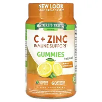 Nature&#x27;s Truth, C + Zinc, Immune Support, Natural Lemon, 60 Vegan Gummies