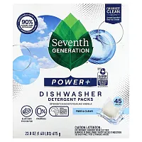 Seventh Generation, Power+ Dishwasher Detergent Packs, Free &amp; Clear, 45 Packs, 23.8 oz (675 g)