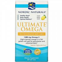 Nordic Naturals, Ultimate Omega, со вкусом лимона, 640 мг, 60 капсул